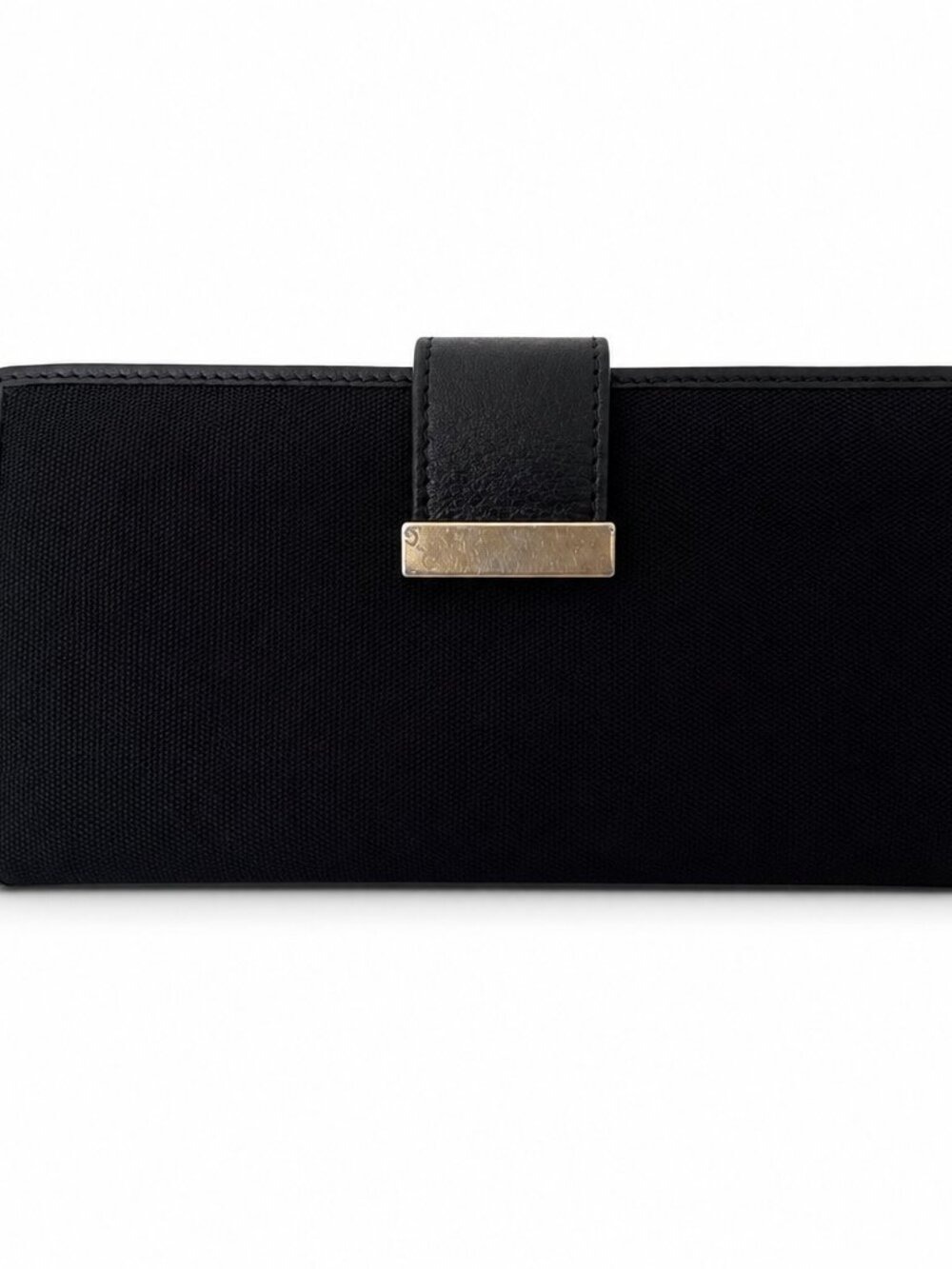 Vintage Authentic Gucci GG Canvas&Leather Bifold Wallet| Black/Gold Hardware